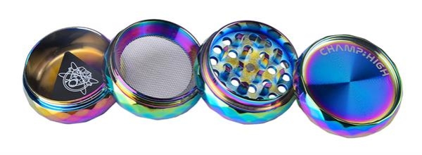 1 CNC Aluminium Grinder/Pollinator 4 part, ø 42mm, "DIAMOND RAINBOW"